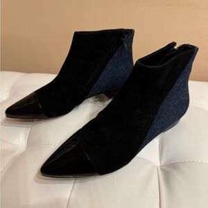 10 Crosby Derek Lam Black Suede and Patent Ankle Boots